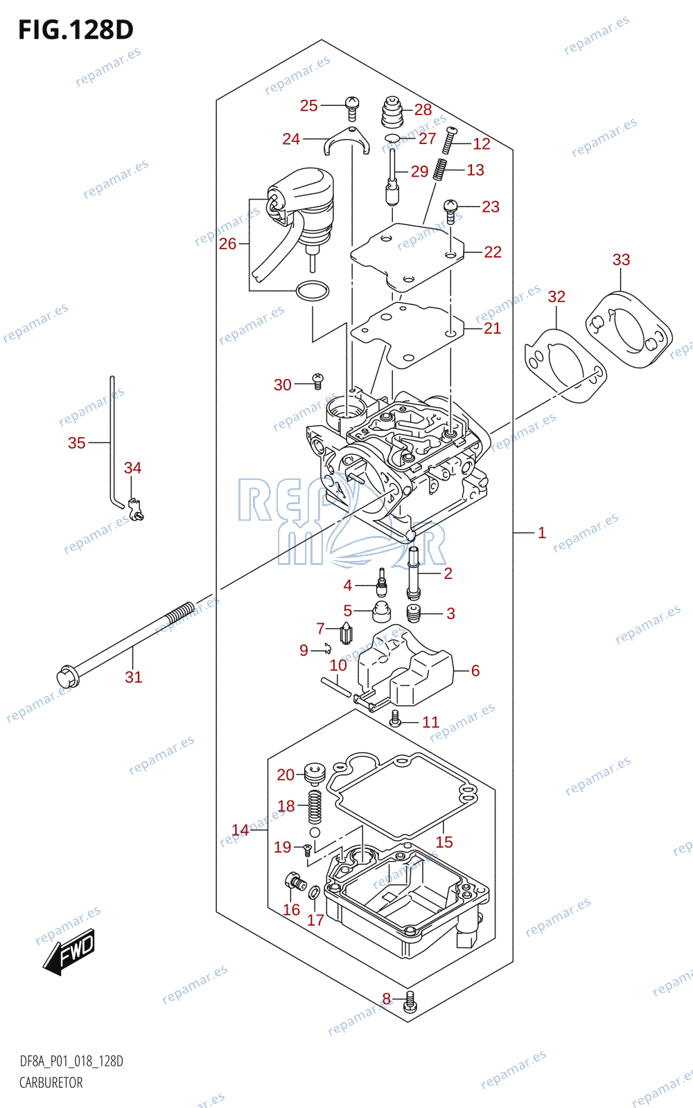 128D - CARBURETOR (DF9.9AR)