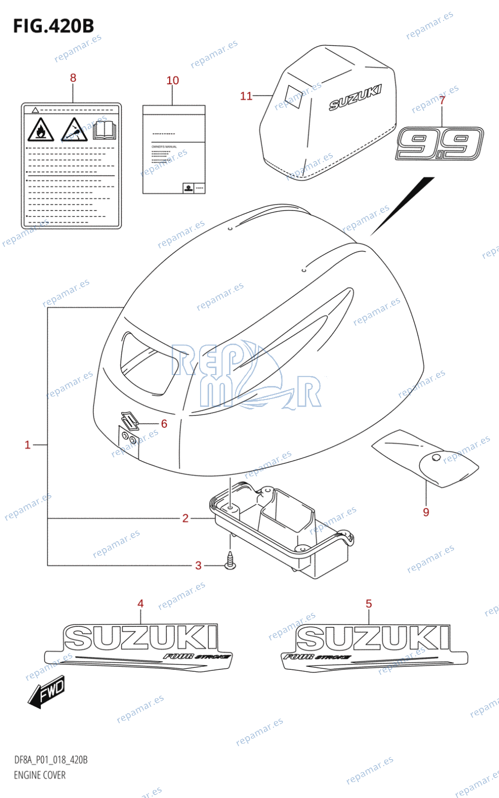 420B - ENGINE COVER (DF9.9A,DF9.9AR)