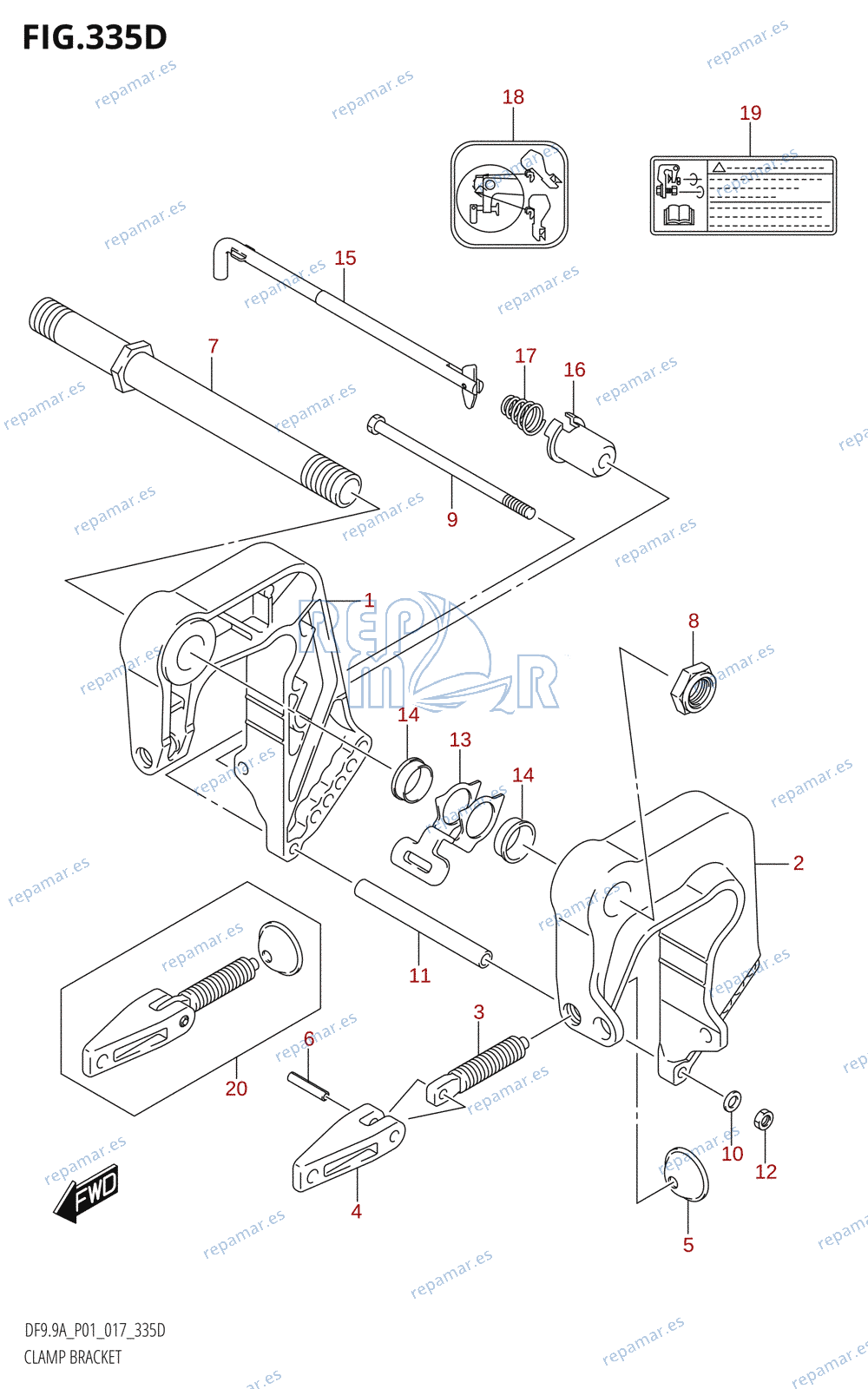 335D - CLAMP BRACKET (DF9.9AR:P01)