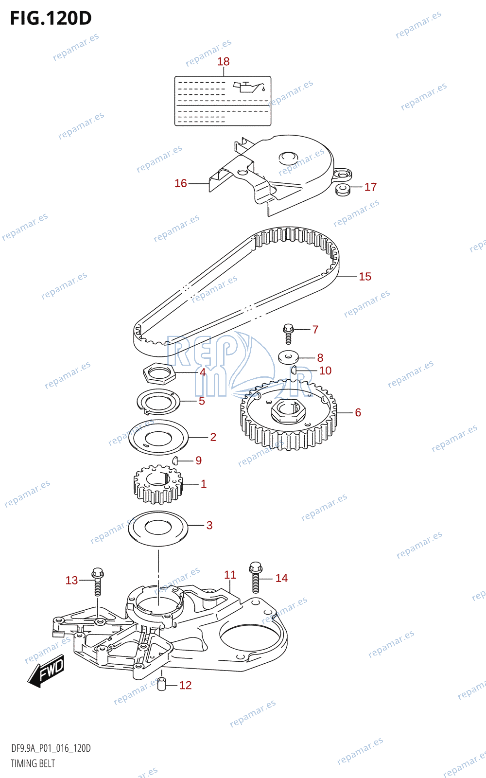 120D - TIMING BELT (DF9.9AR:P01)