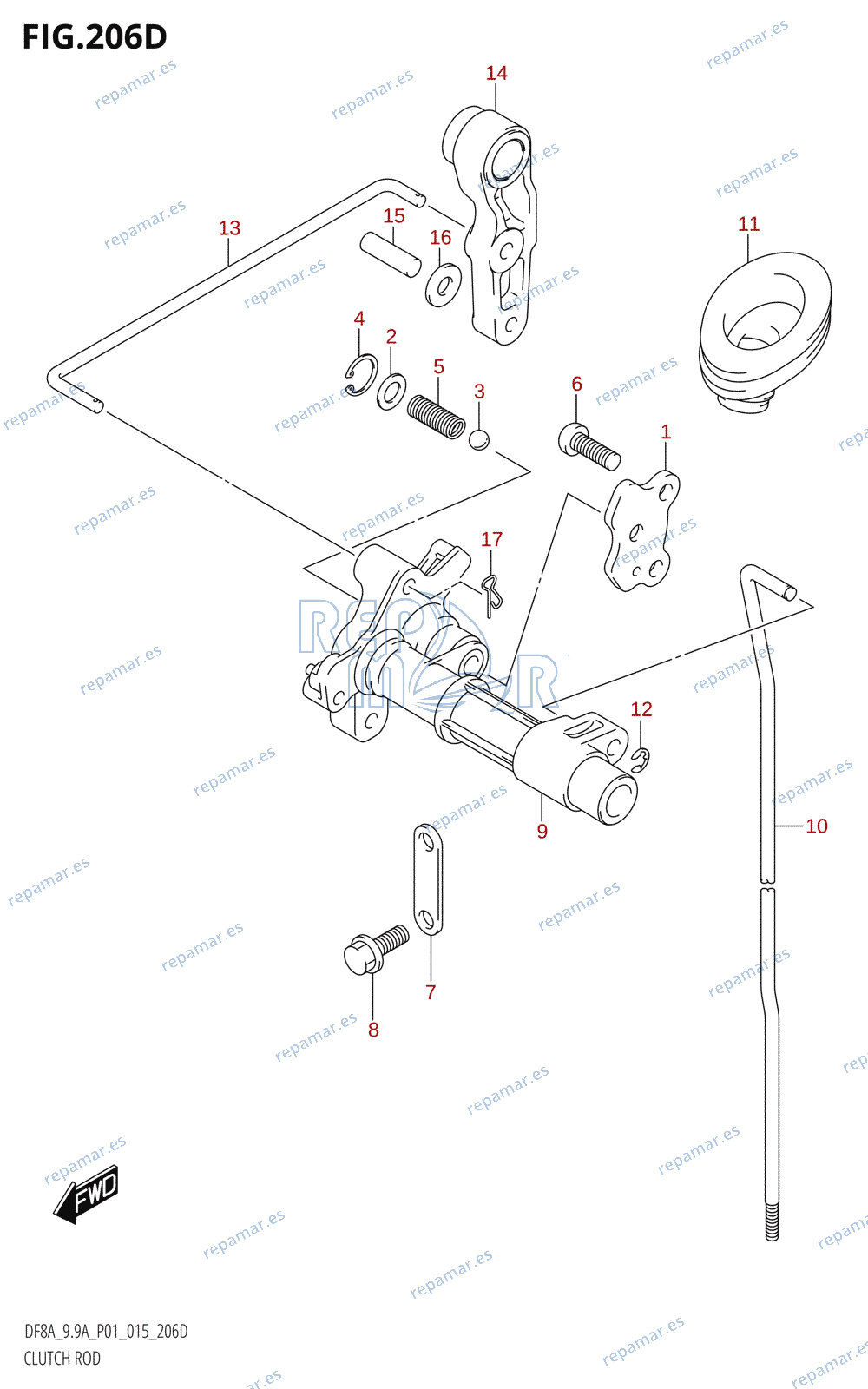 206D - CLUTCH ROD (DF9.9AR:P01)