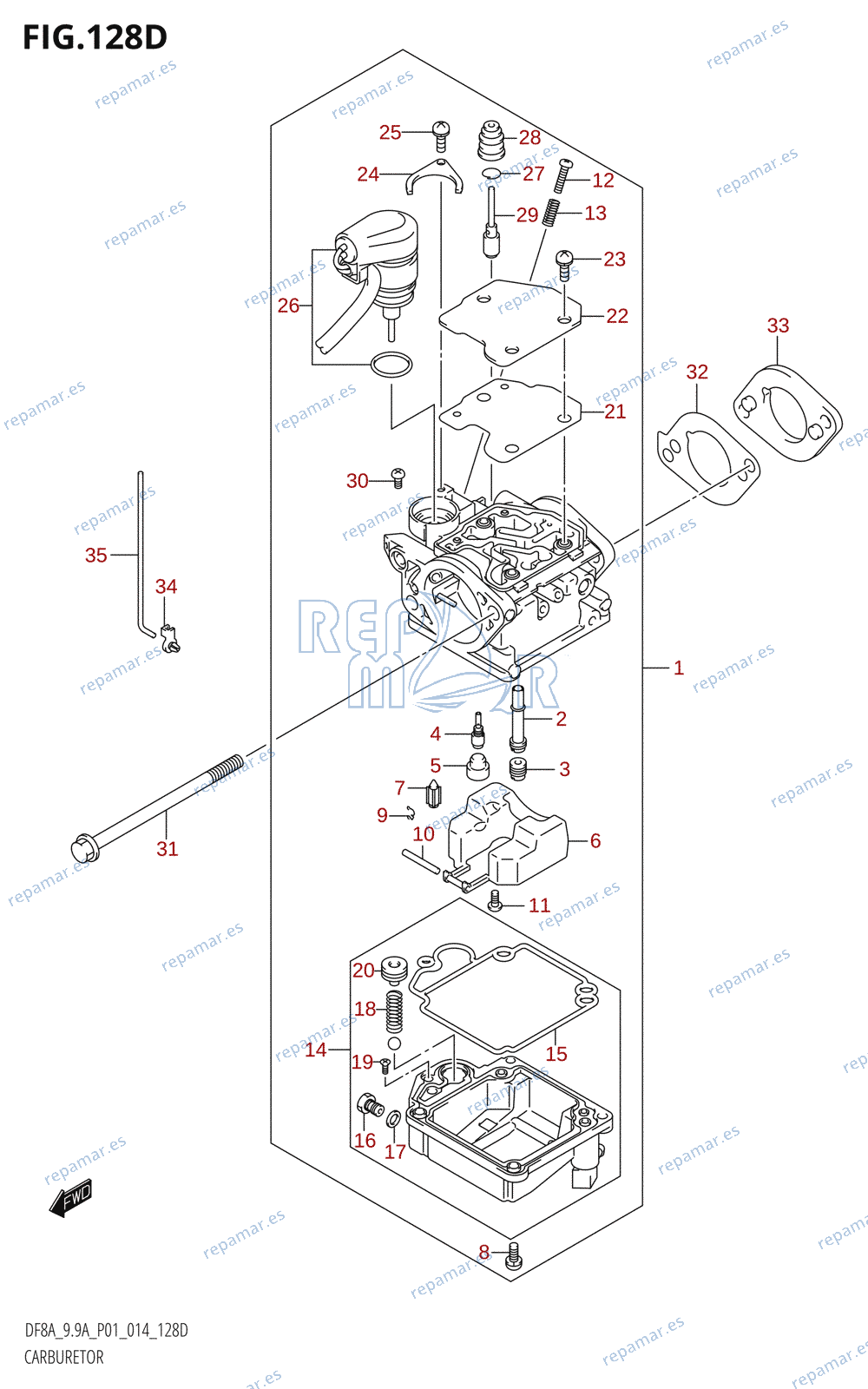 128D - CARBURETOR (DF9.9AR:P01)