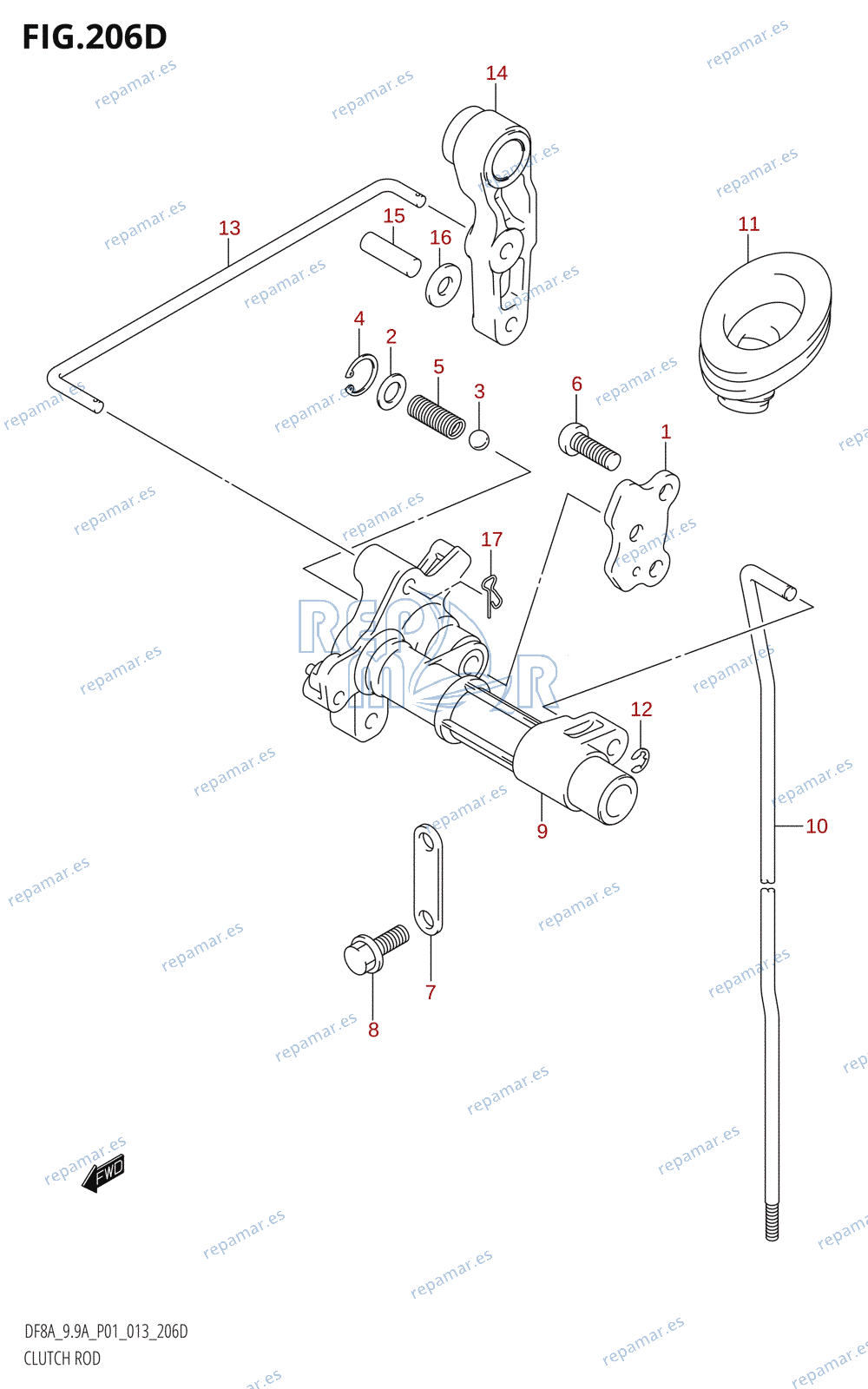 206D - CLUTCH ROD (DF9.9AR:P01)