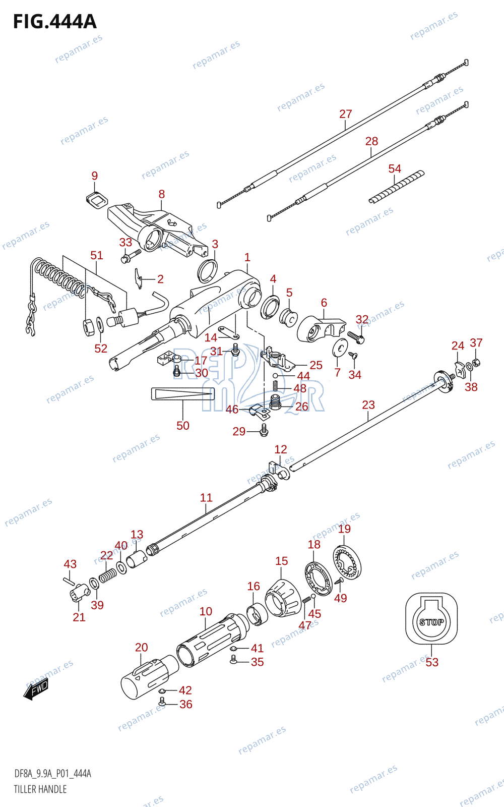 444A - TILLER HANDLE (DF8A,DF9.9A)