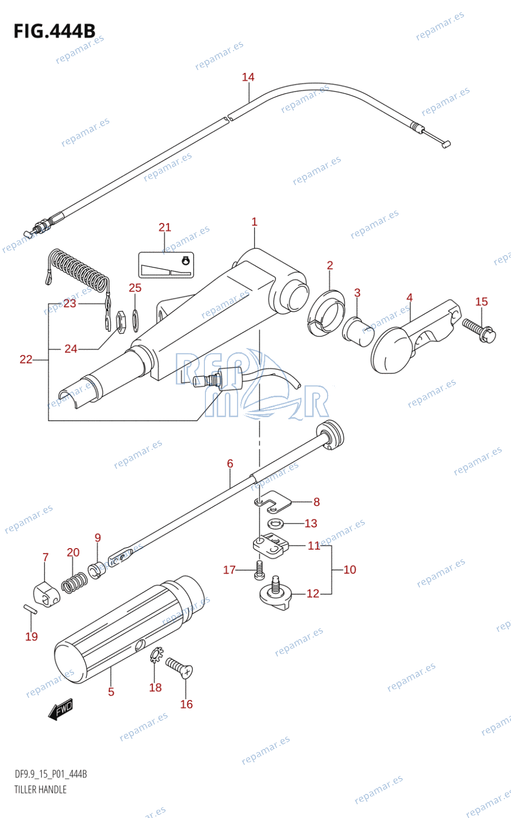 444B - TILLER HANDLE (K5,K6,K7,K8,K9,K10,011)