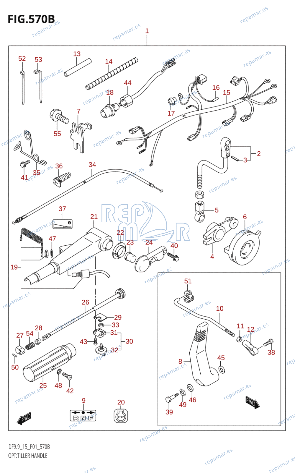 570B - OPT:TILLER HANDLE (K5,K6,K7,K8,K9,K10,011)