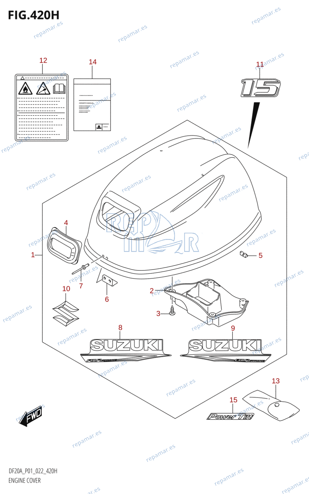 420H - ENGINE COVER ((DF15A,DF15AR,DF15AT):022)