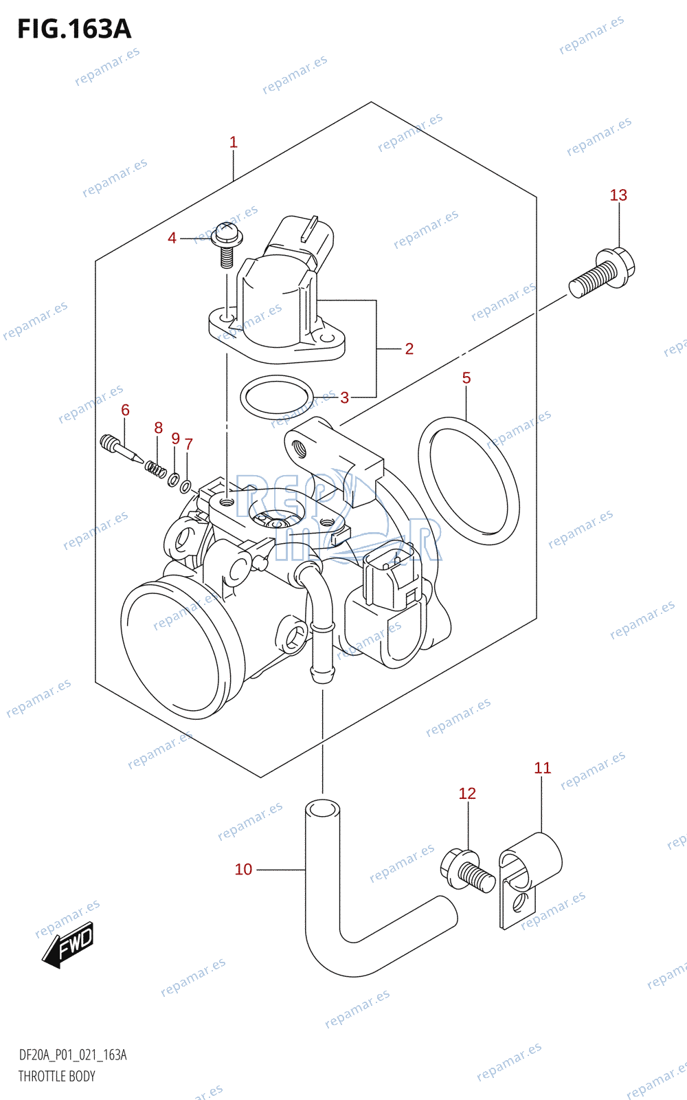 163A - THROTTLE BODY (DF9.9B,DF9.9BTH,DF15A,DF20A,DF20ATH)