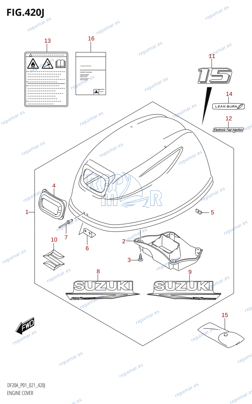 420J - ENGINE COVER ((DF15A,DF15AR):021)