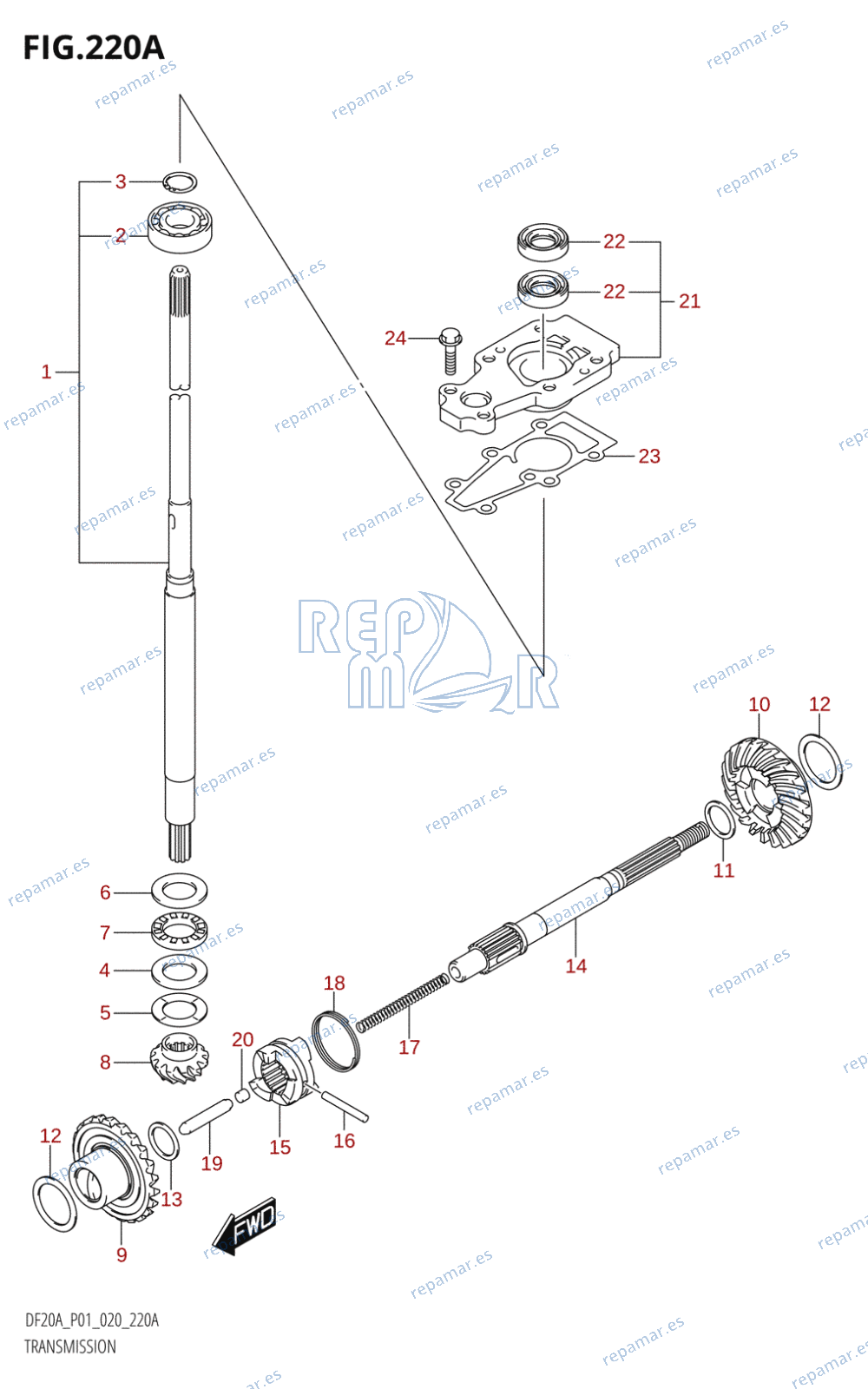 220A - TRANSMISSION (DF9.9B,DF9.9BR,DF15A,DF15AR,DF20A,DF20AR)