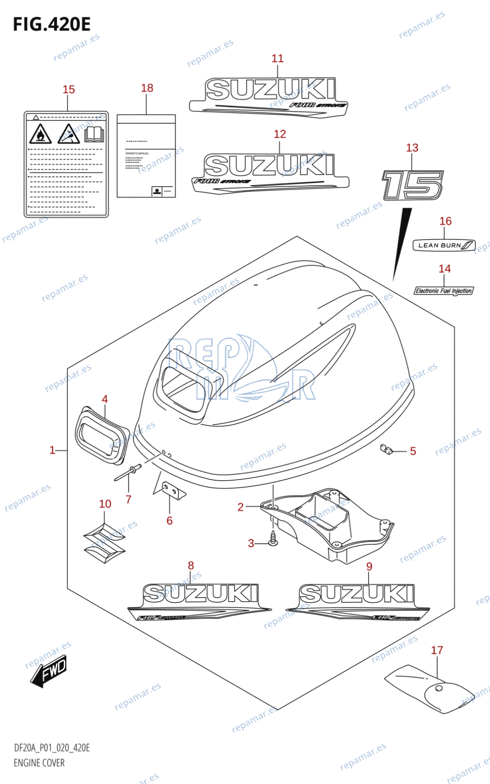 420E - ENGINE COVER (DF15A,DF15AR)