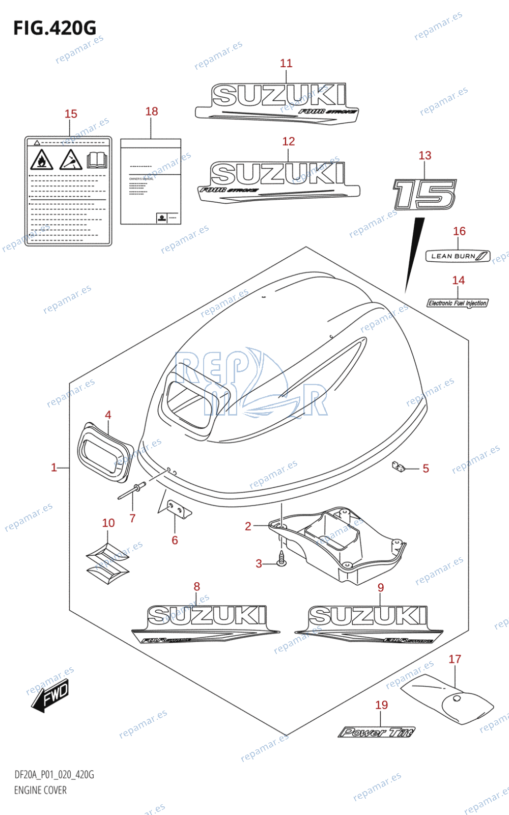 420G - ENGINE COVER (DF15AT)