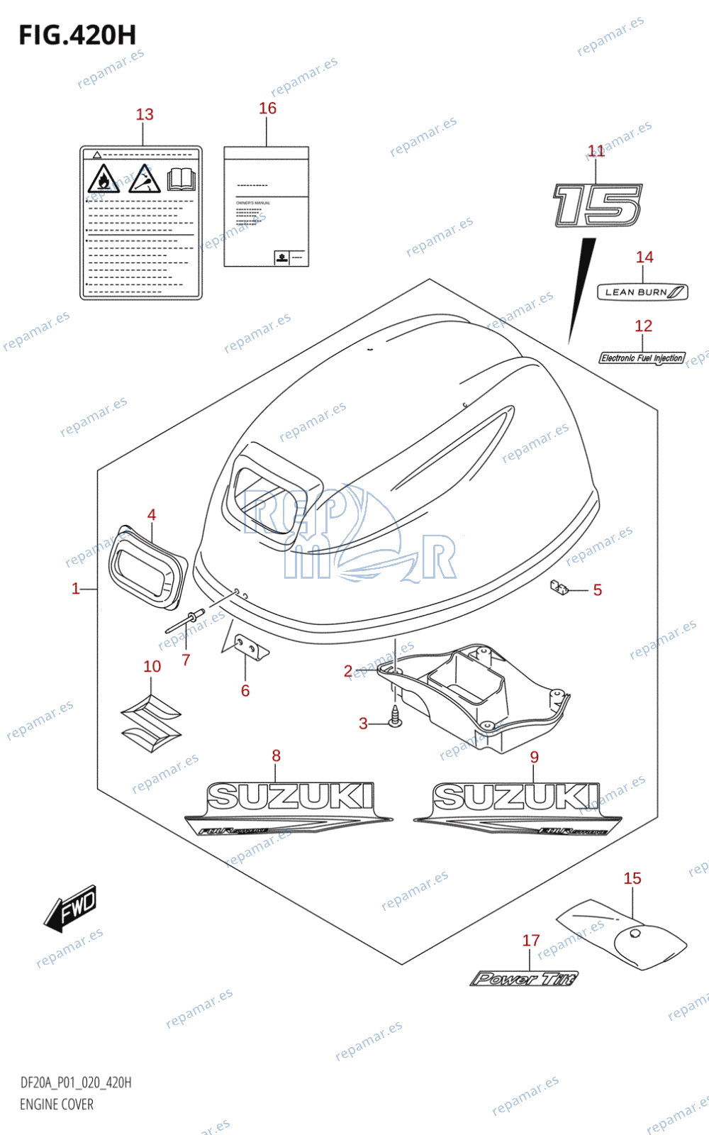 420H - ENGINE COVER (DF15AT)