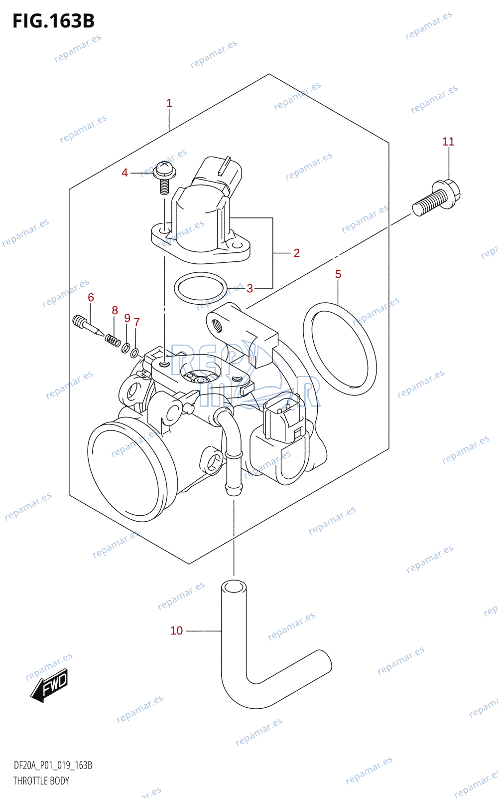 163B - THROTTLE BODY (DF9.9BR,DF9.9BT,DF15AR,DF15AT,DF20AR,DF20AT)