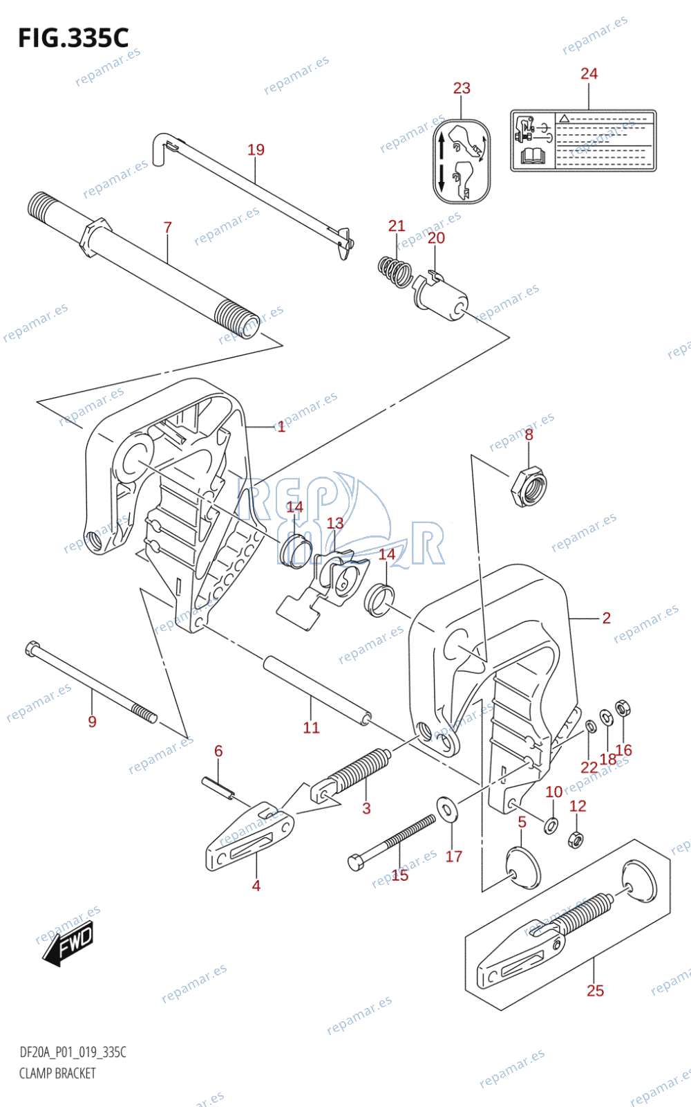 335C - CLAMP BRACKET (DF9.9BR,DF15AR,DF20AR)