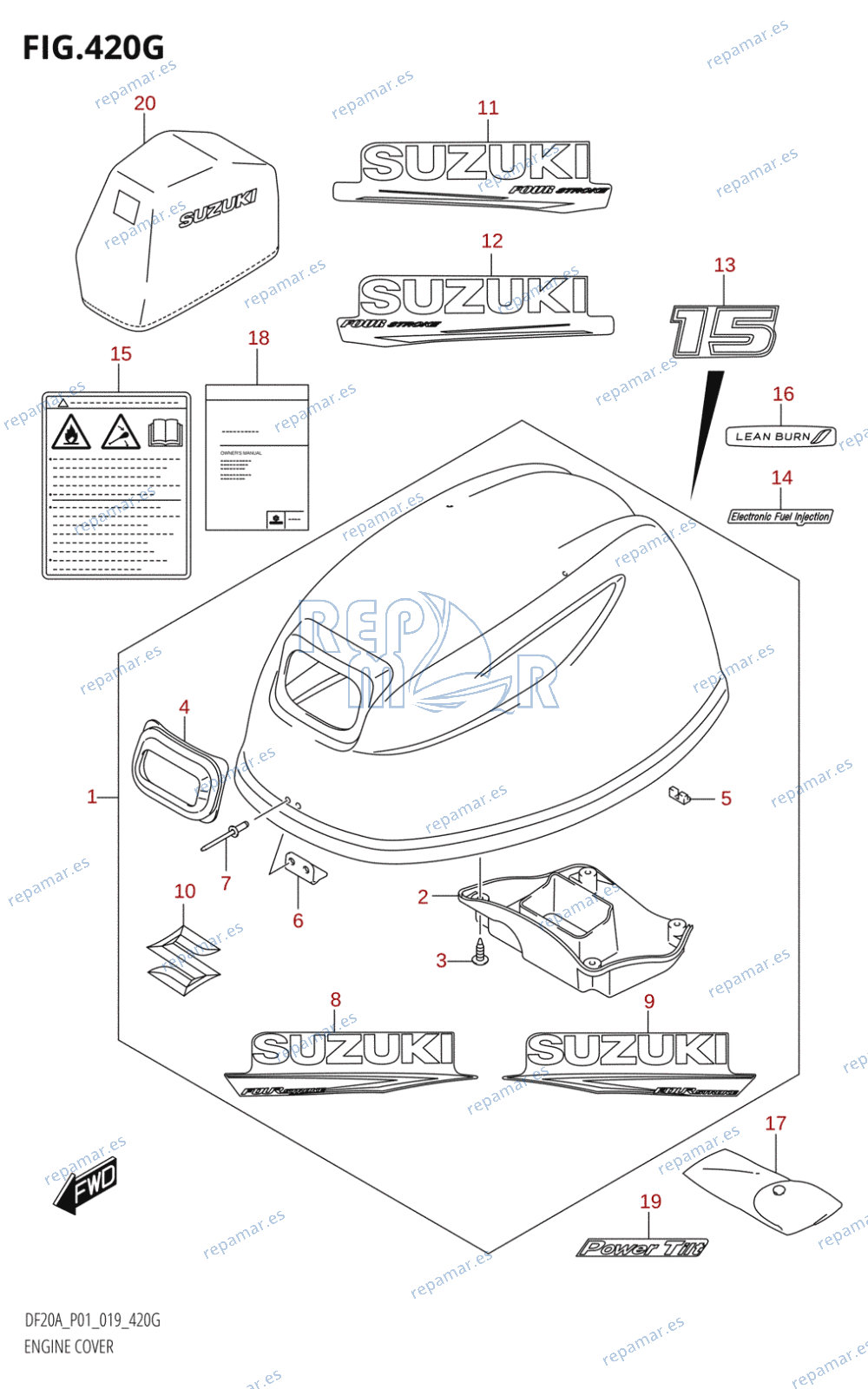 420G - ENGINE COVER (DF15AT)