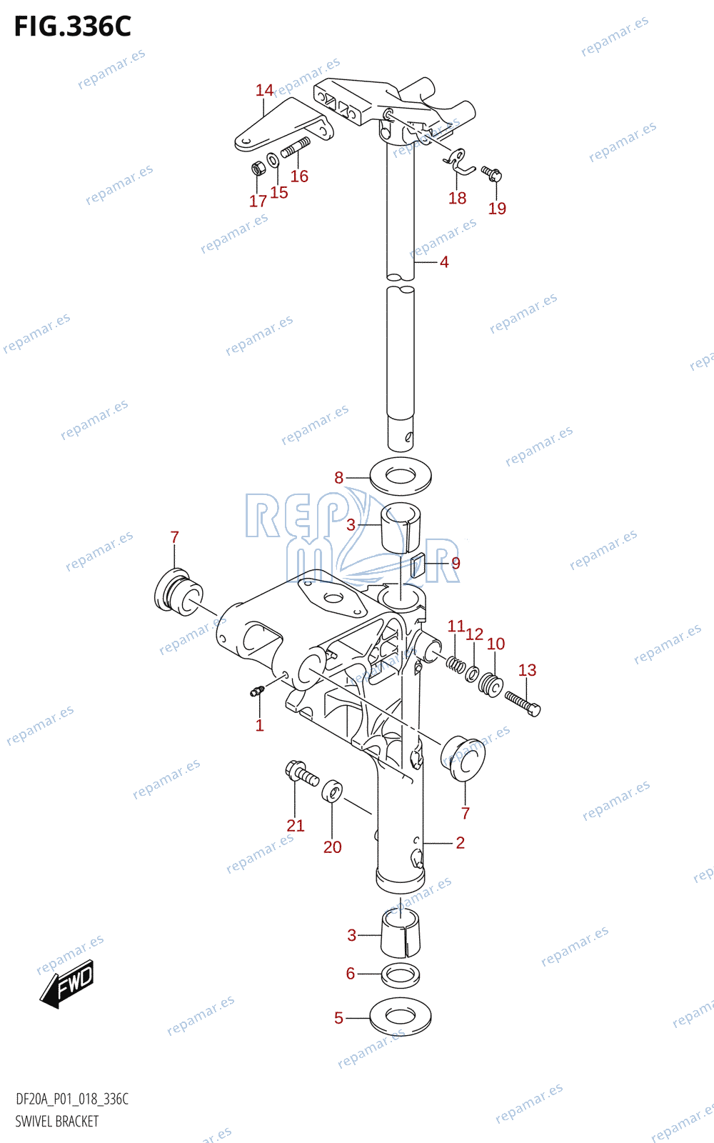 336C - SWIVEL BRACKET (DF9.9BT,DF15AT,DF20AT)