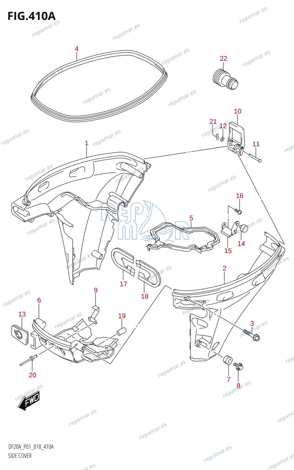 410A - SIDE COVER (DF9.9B,DF15A,DF20A)