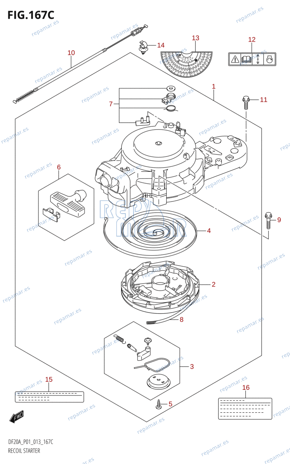 167C - RECOIL STARTER (DF15A:P01)