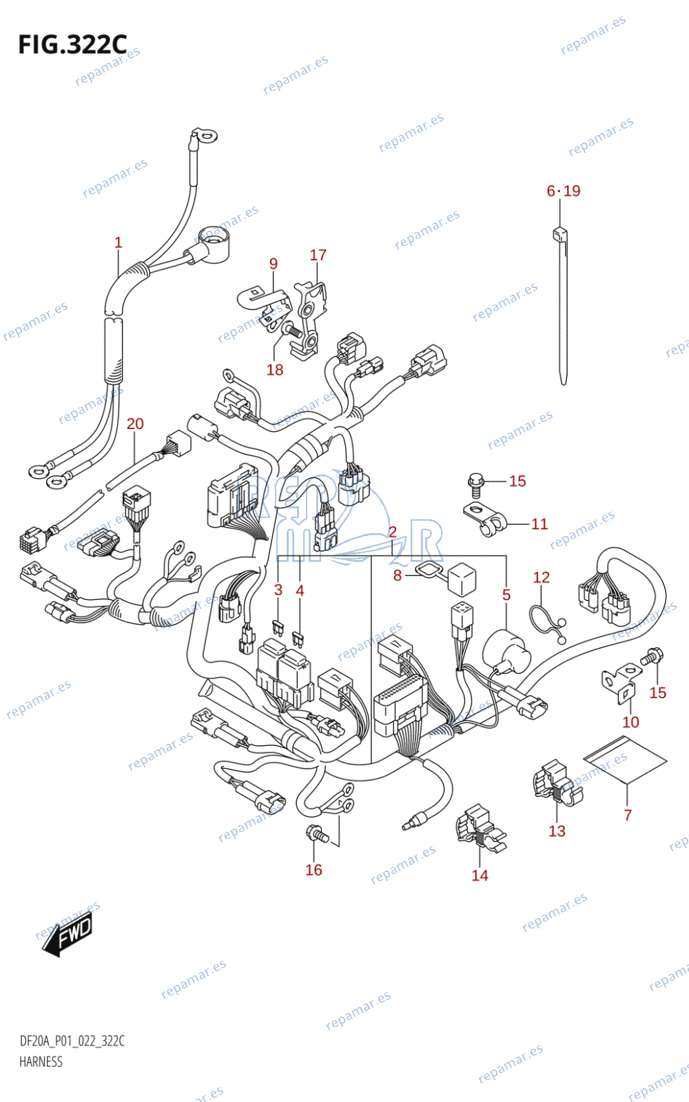 322C - HARNESS (DF9.9BT,DF15AT,DF20AT)