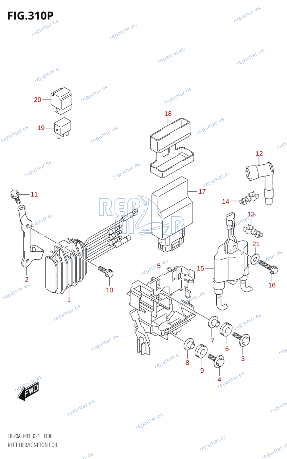 310P - RECTIFIER /​ IGNITION COIL ((DF20AR,DF20AT,DF20ATH):021)