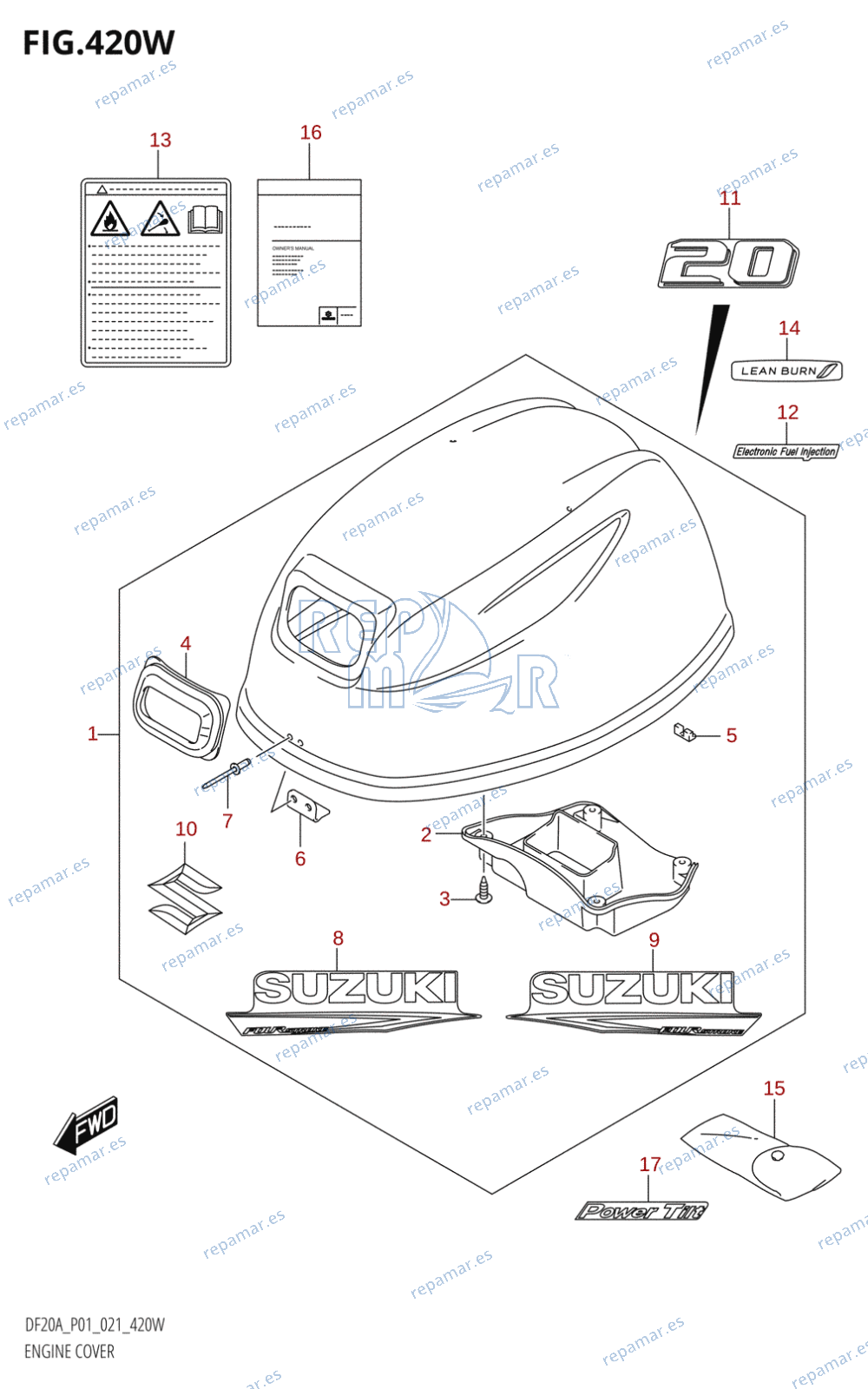 420W - ENGINE COVER ((DF20AT,DF20ATH):021)