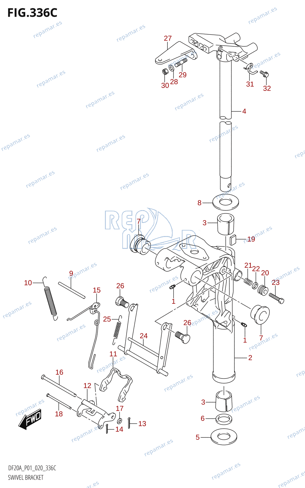 336C - SWIVEL BRACKET (DF9.9BR,DF15AR,DF20AR)