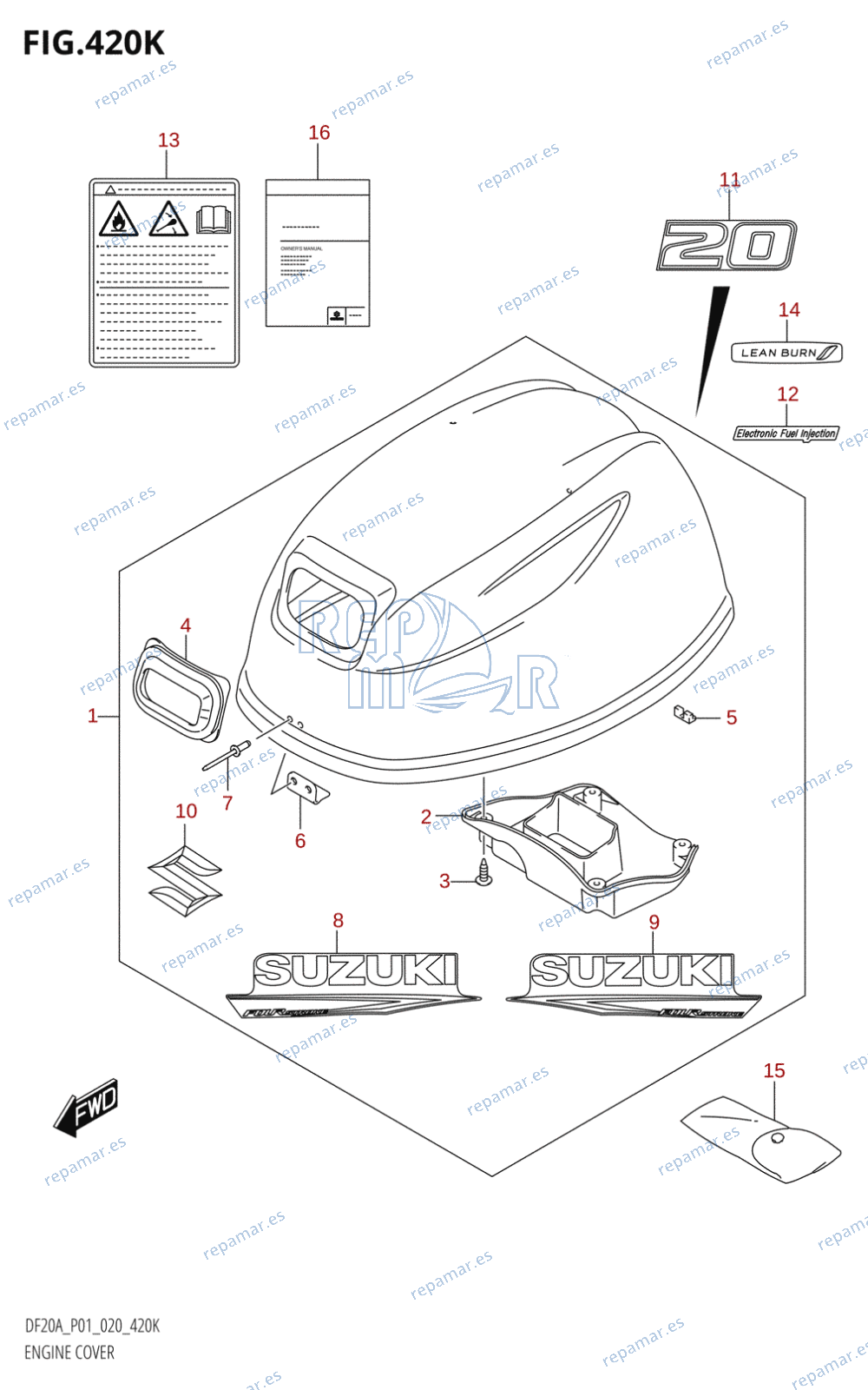 420K - ENGINE COVER (DF20A:P01,DF20AR)