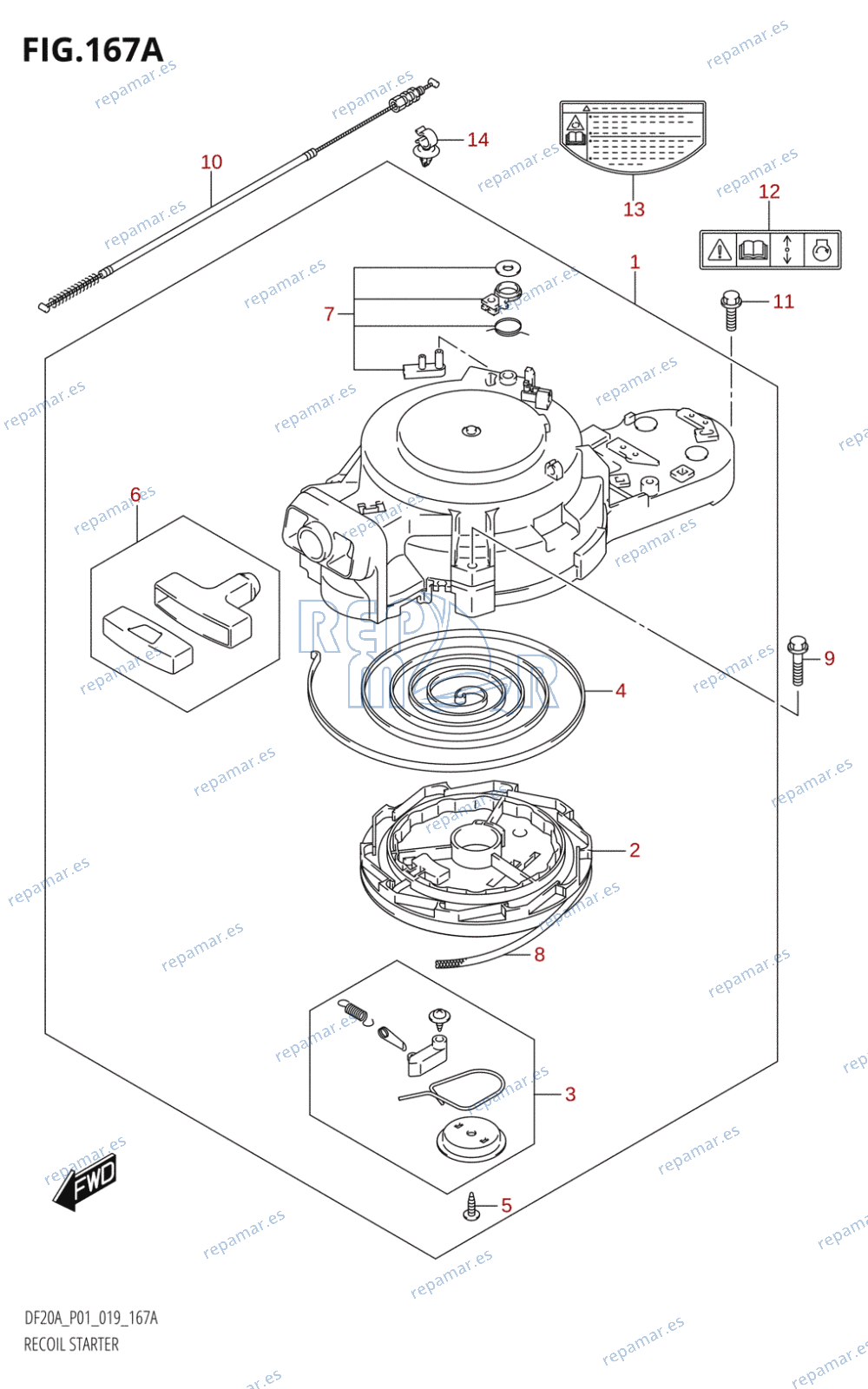 167A - RECOIL STARTER (DF9.9B,DF9.9BR,DF15A,DF15AR,DF20A,DF20AR)