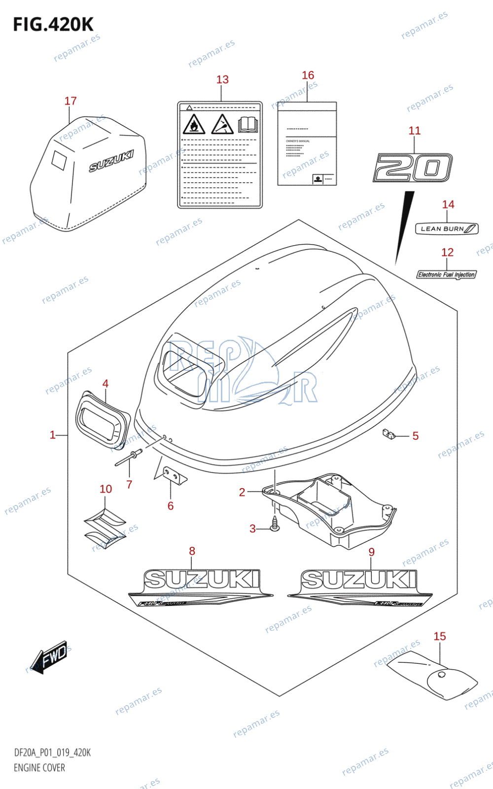 420K - ENGINE COVER (DF20A:P01,DF20AR)