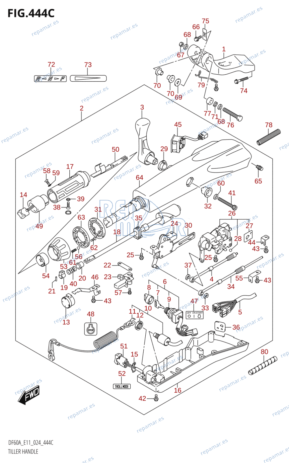 444C - TILLER HANDLE (DF40ATH,DF50ATH)