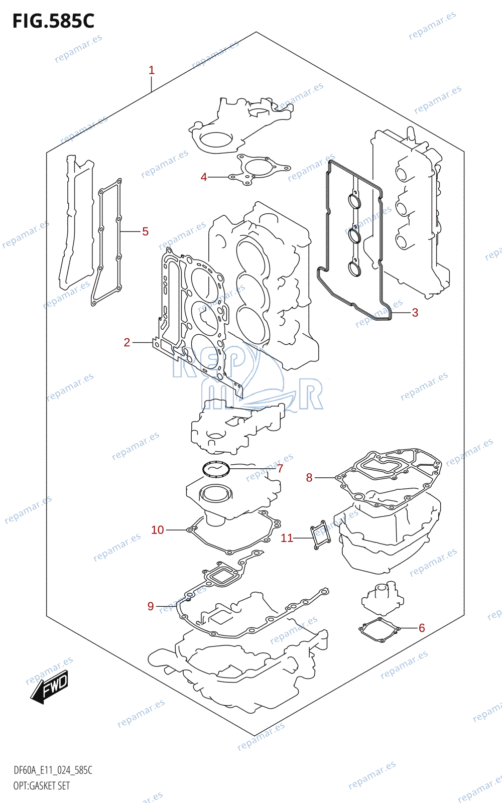 585C - OPT:GASKET SET (DF40ASVT,DF50AVT,DF60AVT,DF60AVTH)