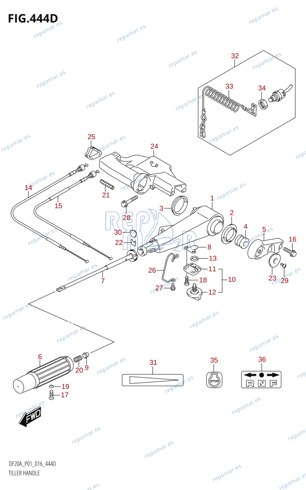 444D - TILLER HANDLE (DF20A:P01)