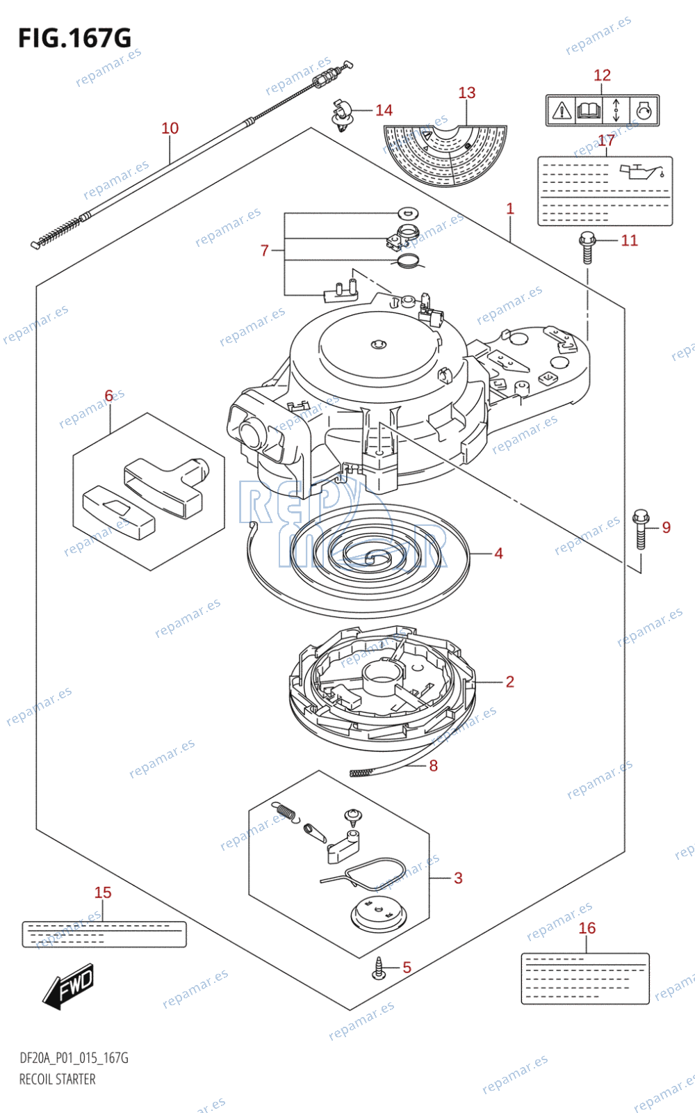 167G - RECOIL STARTER (DF20A:P01)