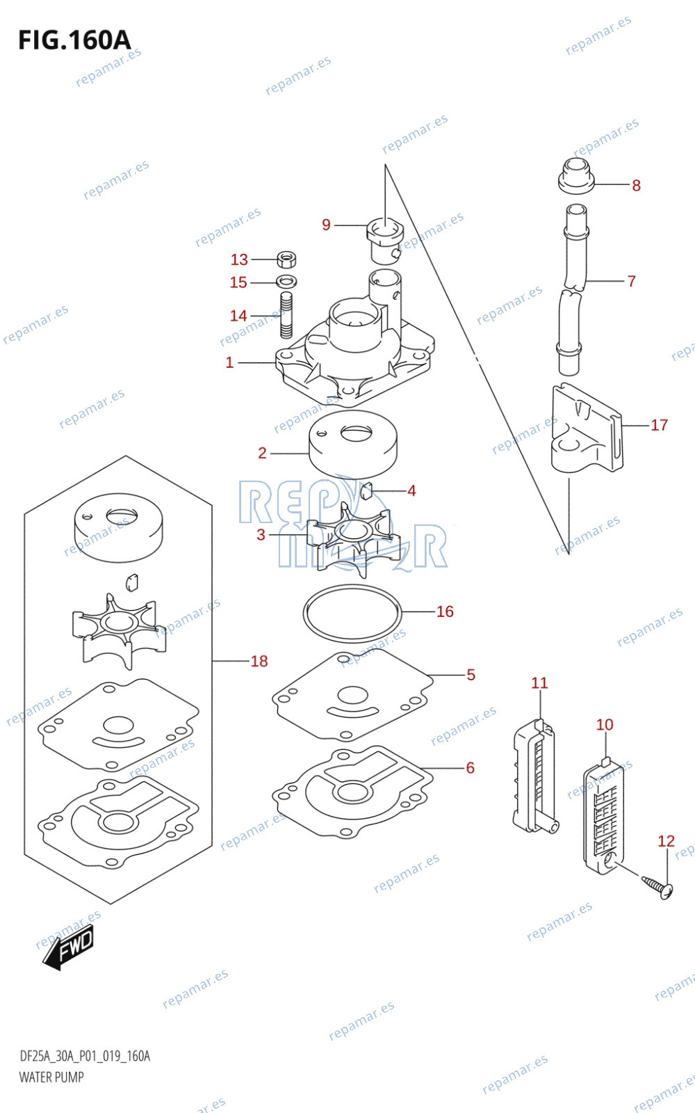 160A - WATER PUMP (DF25A,DF25AR,DF25AT,DF25ATH,DF30AR,DF30AT,DF30ATH)