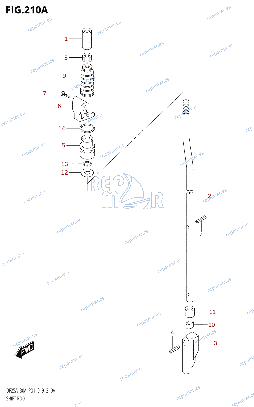 210A - SHIFT ROD (DF25A,DF25AR,DF25AT,DF25ATH)