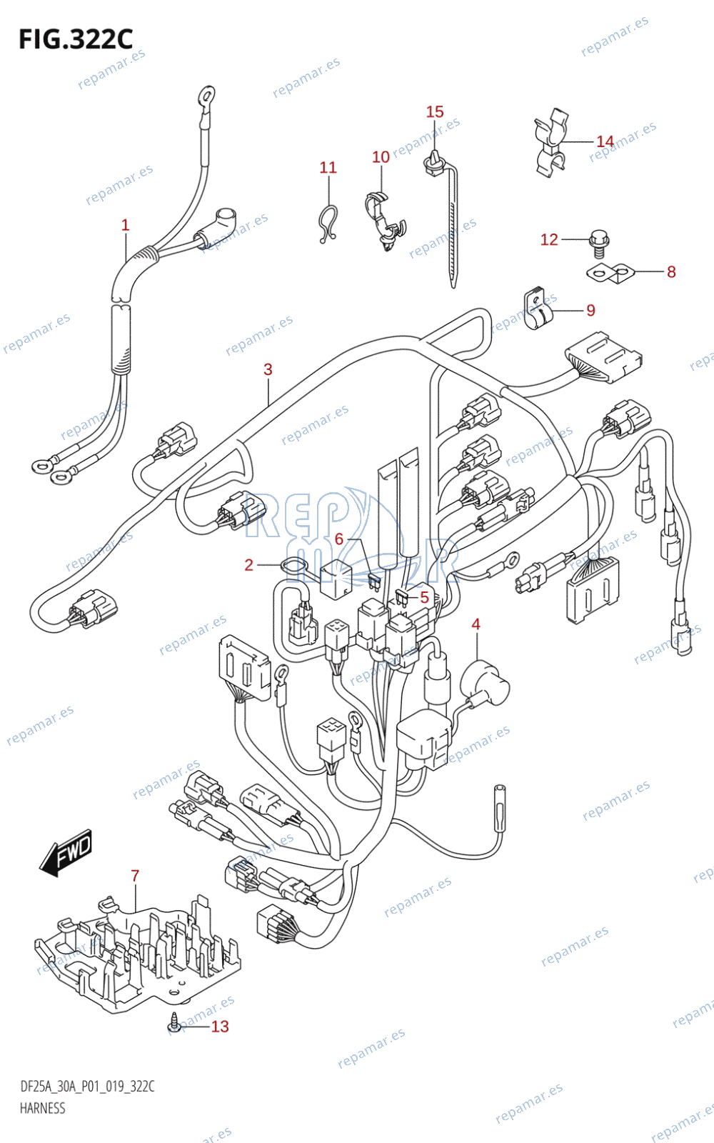 322C - HARNESS (DF25AT,DF30AT)