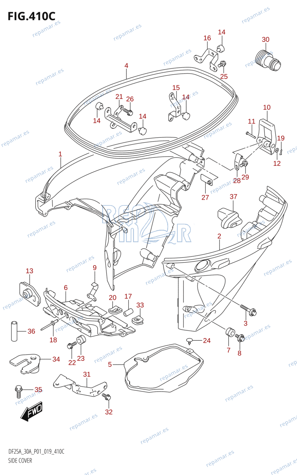 410C - SIDE COVER (DF25AT,DF30AT)