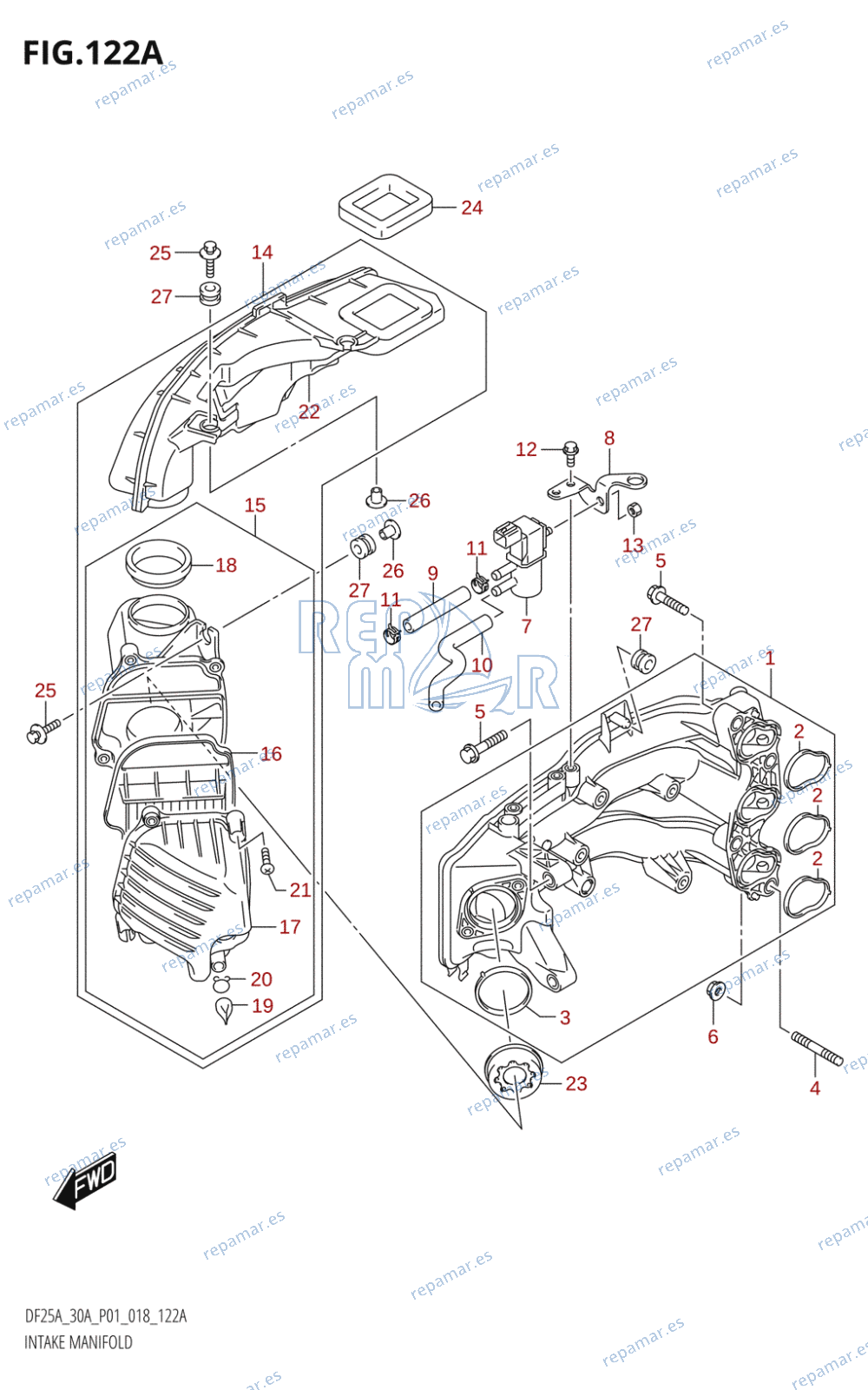 122A - INTAKE MANIFOLD (DF25A,DF25AR,DF25AT,DF25ATH)