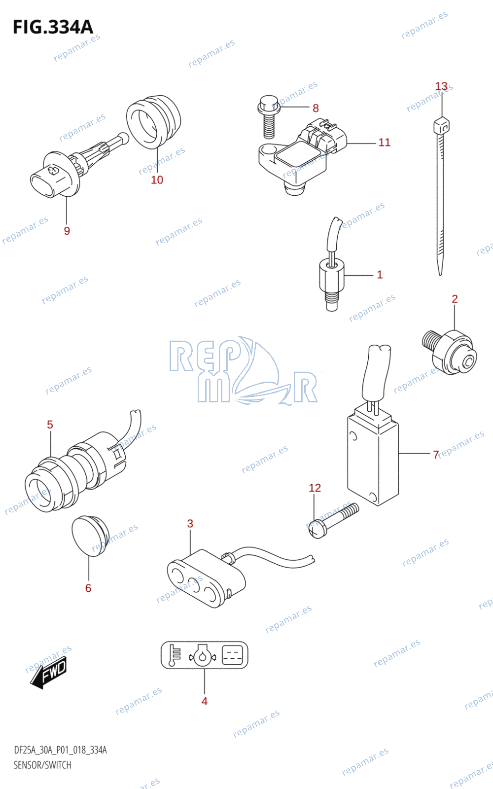 334A - SENSOR /​ SWITCH (DF25A,DF30AQ)