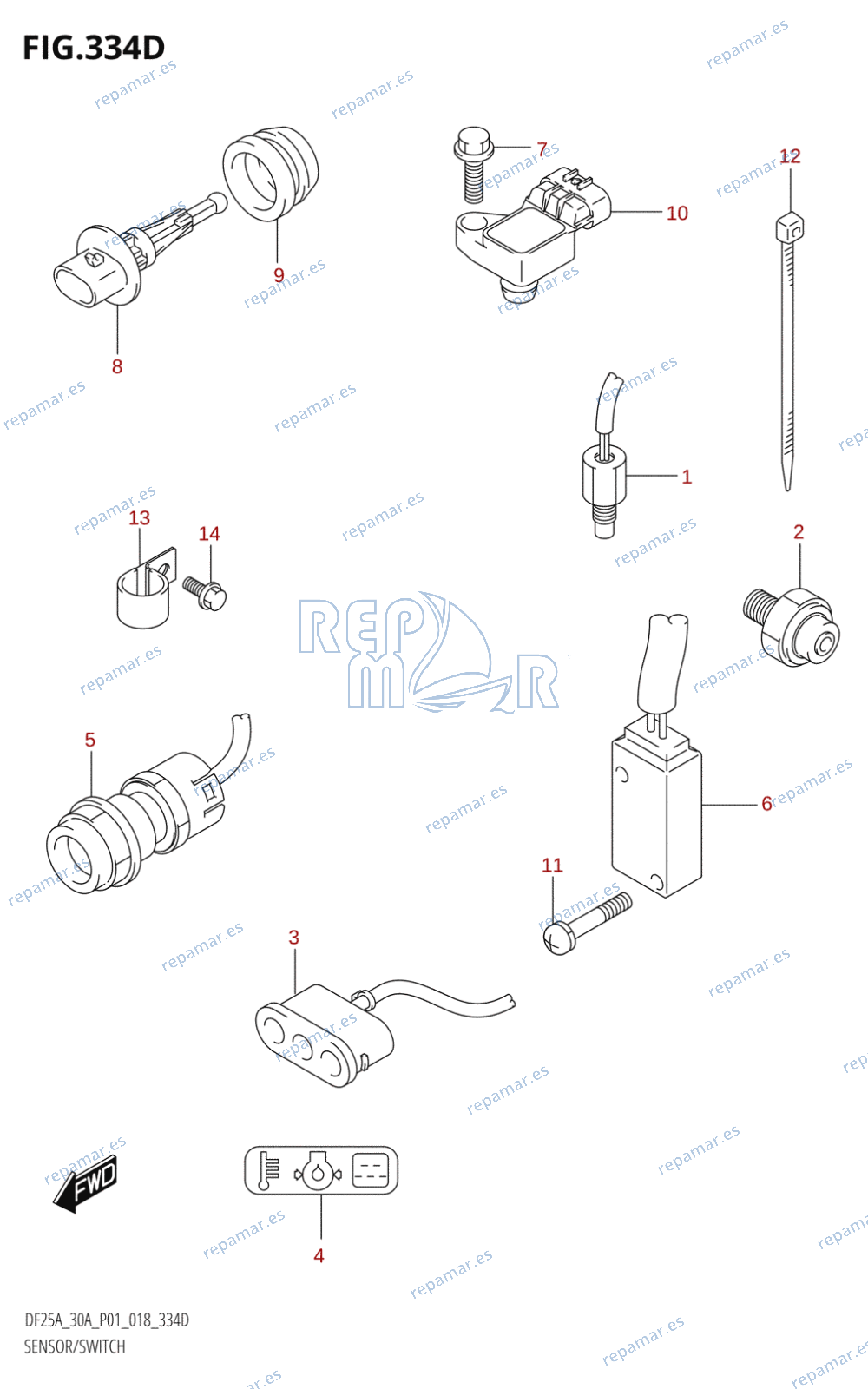 334D - SENSOR /​ SWITCH (DF25ATH,DF30ATH)