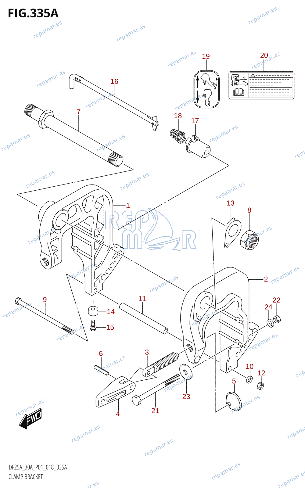 335A - CLAMP BRACKET (DF25A,DF25AR,DF30AR)