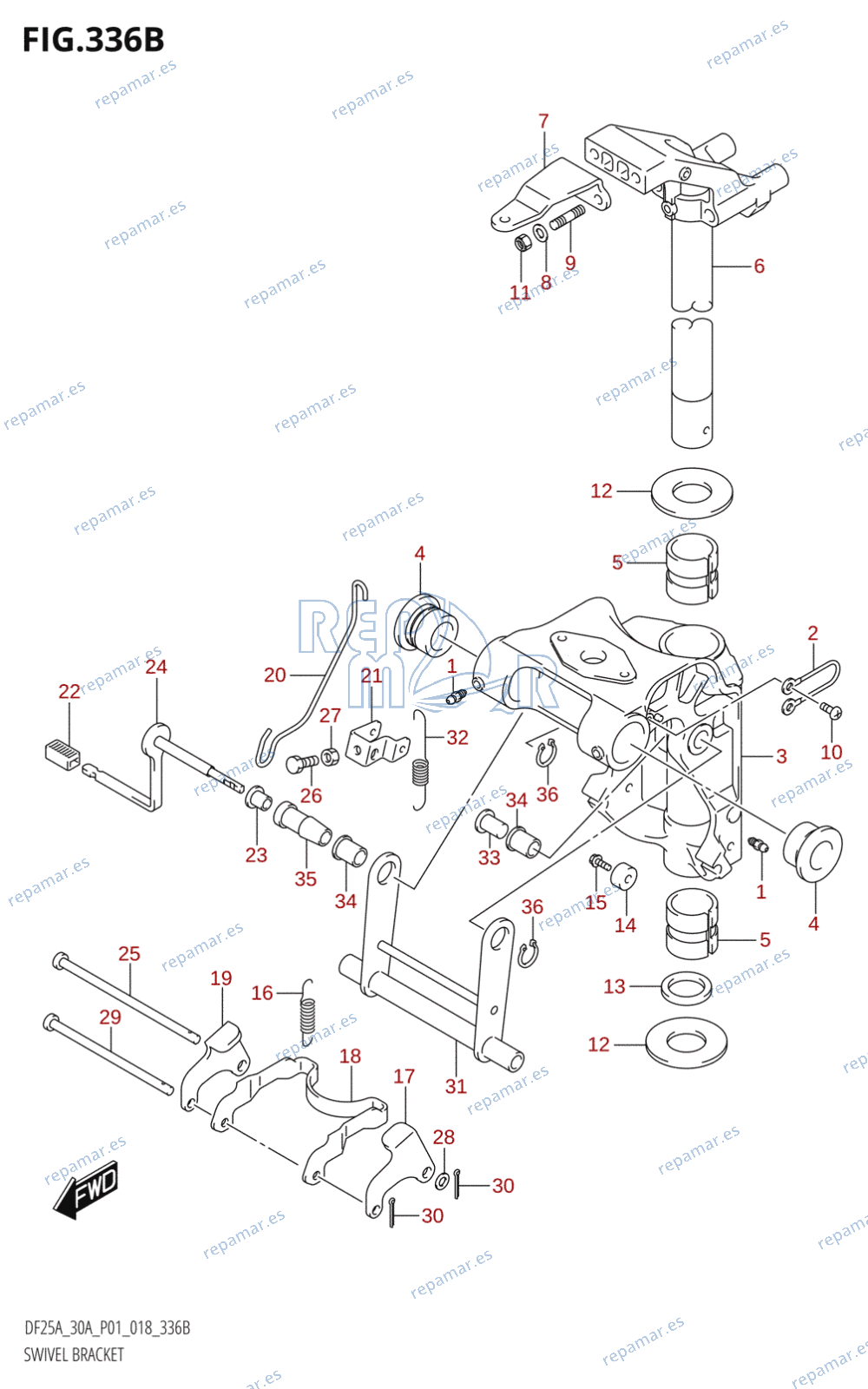 336B - SWIVEL BRACKET (DF25AR,DF30AR)