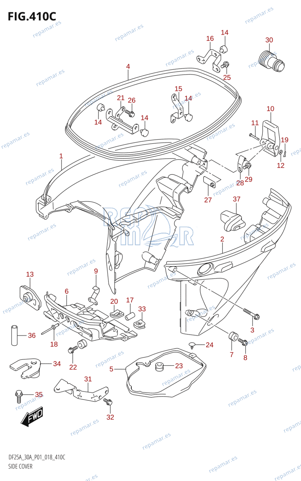 410C - SIDE COVER (DF25AT,DF30AT)