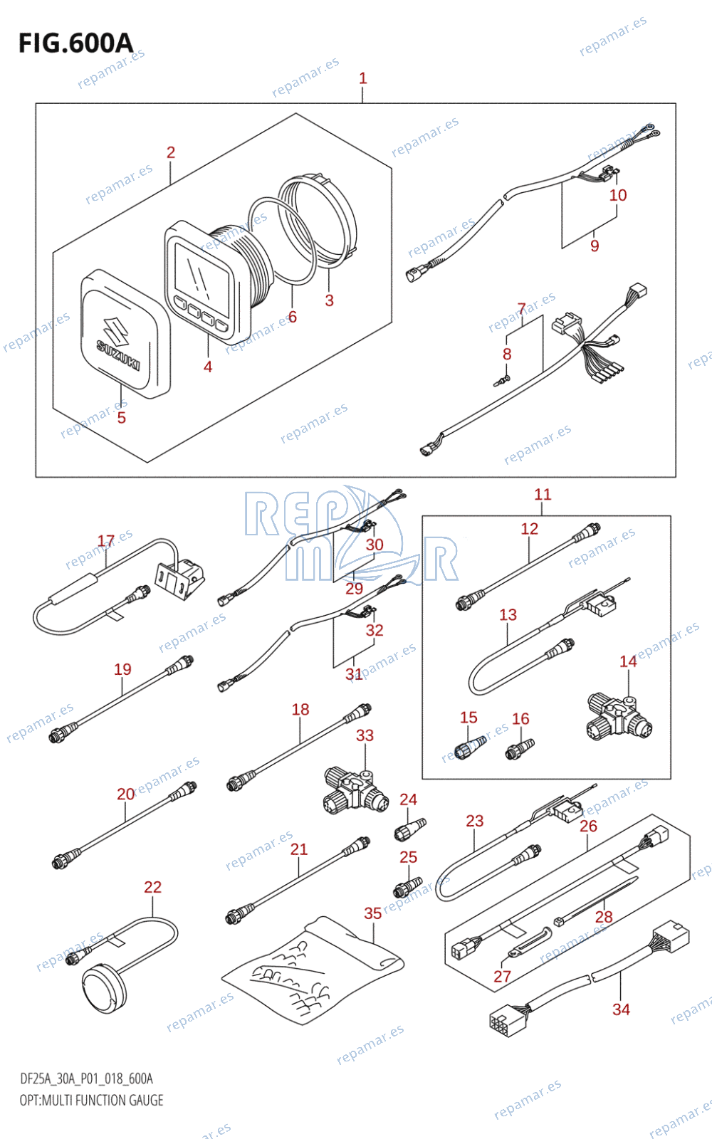 600A - OPT:MULTI FUNCTION GAUGE (DF25AR,DF25AT,DF30AR,DF30AT)