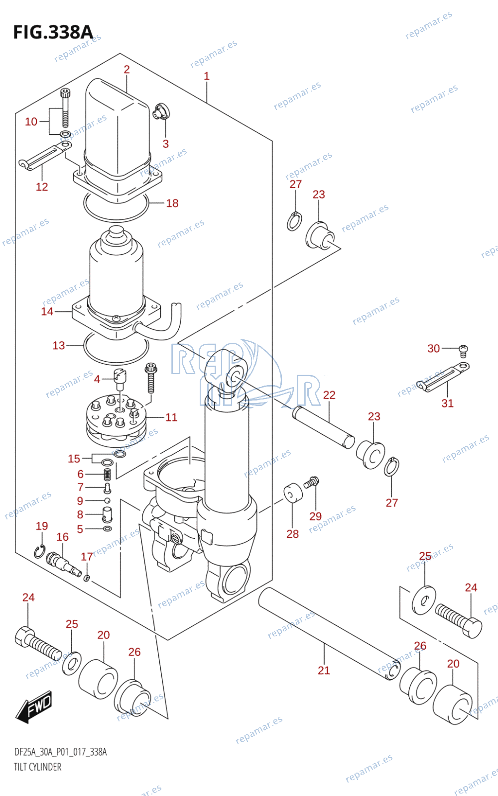 338A - TILT CYLINDER (DF25AT:P01)