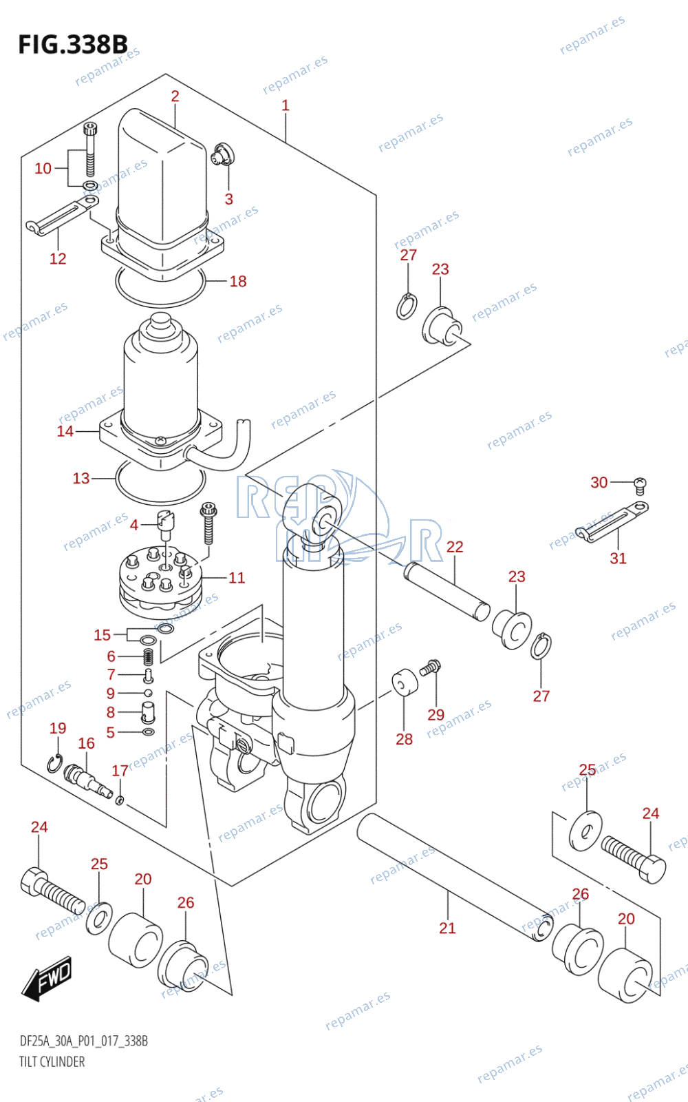 338B - TILT CYLINDER (DF25ATH:P01)