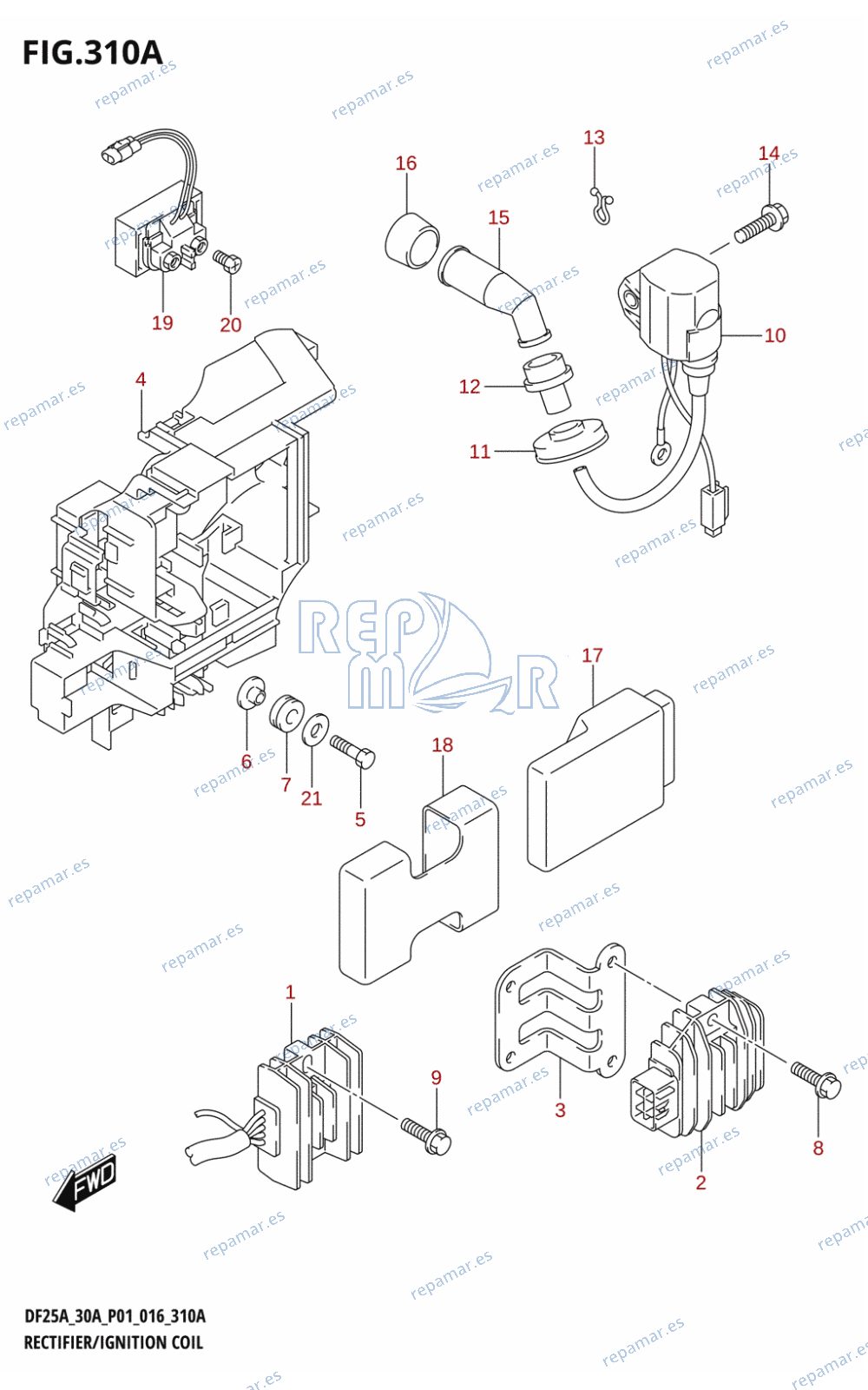 310A - RECTIFIER /​ IGNITION COIL (DF25A:P01)