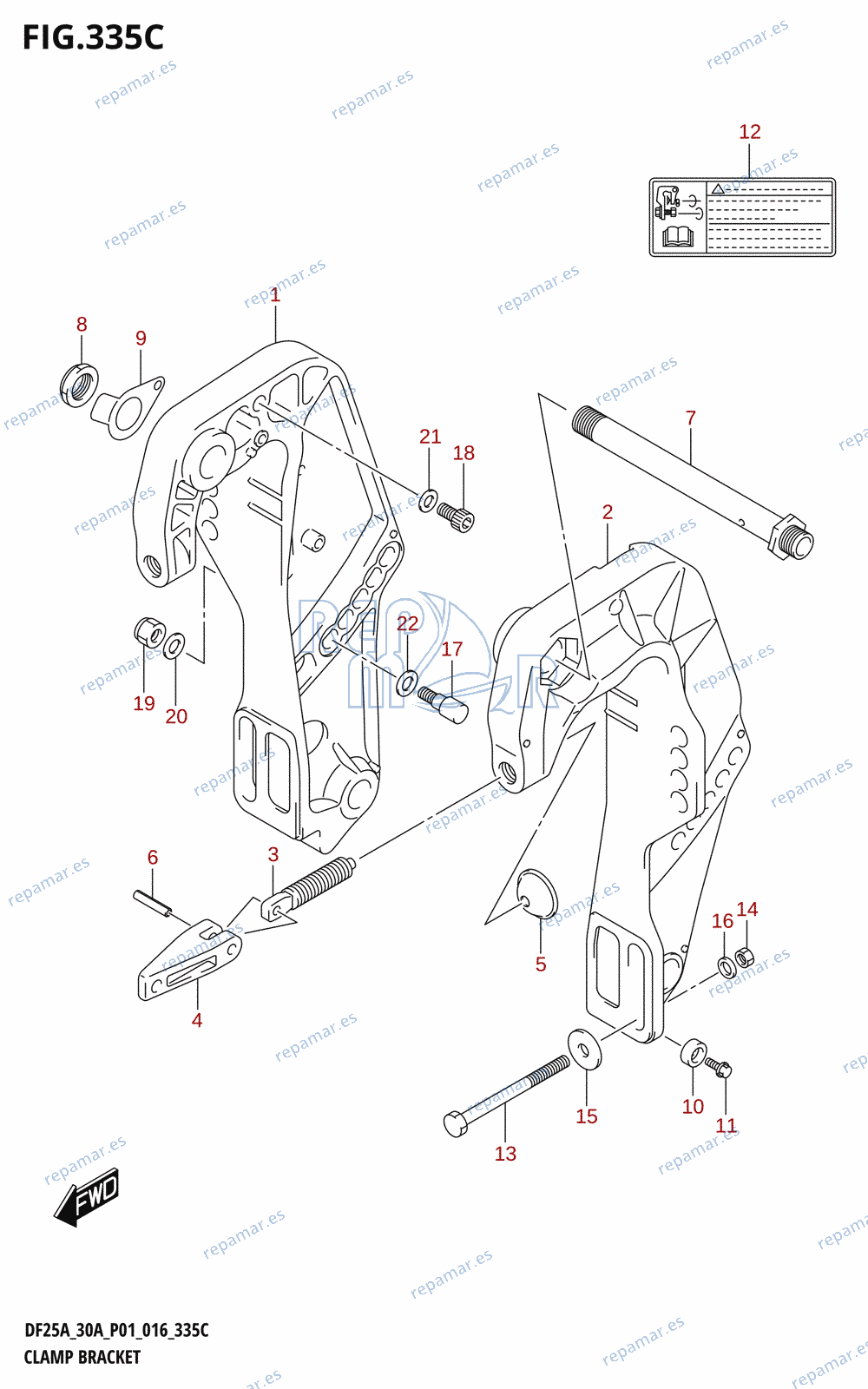 335C - CLAMP BRACKET (DF25AT:P01)