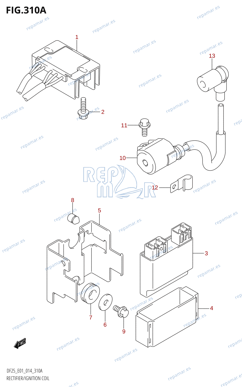 310A - RECTIFIER /​ IGNITION COIL (DF25:E01)